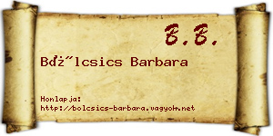 Bölcsics Barbara névjegykártya